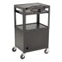 Norwood Commercial Furniture Adjustable Height Metal AV Cart with Cabinet, Electric Power & Sliding Tray, NOR-GNO1010-PK-SO