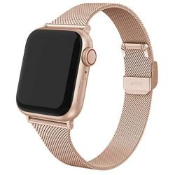 SWEES Compatible with iWatch 38mm 40mm 42mm 44mm, Stainless Steel Metal Narrow Small Soft Thin Replacement Compatible for iWatch Series 6 5 4 3 2 1 SE Women Men, Black, Champagne, Silver, Rose Gold
