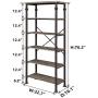Hombazaar 6-Tier Tall Bookshelf, Vintage Industrial Metal Bookcase Display Rack and Storage Organizer for Living Room, Grey Oak