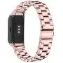 Compatible with Samsung Galaxy Fit SM-R370 Bands, Galaxy Fit Watch Band Solid Stainless Steel Metal Replacement Bracelet Strap for Galaxy Fit SM-R370 Smart Watch, Adjustable (Rosepink)