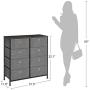 SONGMICS 4-Tier Wide Drawer Dresser, Storage Unit with 8 Easy Pull Fabric Drawers and Metal Frame, Wooden Tabletop for Closets, Nursery, Dorm Room, Hallway, 31.5 x 11.8 x 32.1 Inches, Gray ULTS24G