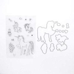 Welcome to Joyful Home Unicorn Metal Cutting Dies Stamp Stencils DIY Scrapbooking Photo Album Decor Cards (Clear Stamp+Dies Cutting)