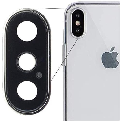 BisLinks for iPhone Xs Max Rear Back Dual Camera Lens Metal Frame Replacement Part Silver