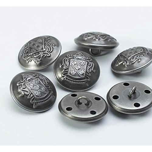 1.2 inch 30mm Antique Silver Metal Blazer Button With Shank for Suits,Suits,Sport Coat Set 10 Pieces