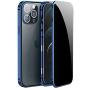 Jonwelsy Anti Peeping Case for iPhone 12 Pro Max (6.7 Inch), Double-Sided Anti Spy Tempered Glass Privacy, 360 Degree Protection Cover, Magnetic Adsorption Metal Bumper for iPhone 12 PM (Blue)