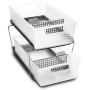 madesmart 2-Tier Organizer Bath Collection Slide-out Baskets with Handles, Space Saving, Multi-purpose Storage & BPA-Fre, Large, Frost-with Dividers
