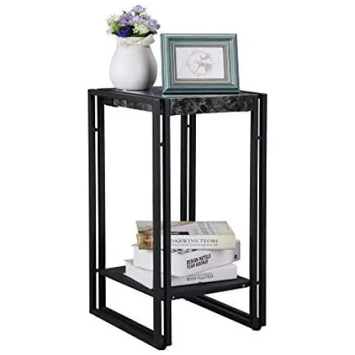 FIVEGIVEN Small Side End Table Wood Metal Accent Plant Table Faux Marble Top Black Modern 21.7 Inch FIVEGIVEN Small Side End Table Wood Metal Accent Plant Table Faux Marble Top Black Modern 21.7 Inch