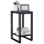 FIVEGIVEN Small Side End Table Wood Metal Accent Plant Table Faux Marble Top Black Modern 21.7 Inch