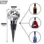 JETKONG Metal Wine and Beverage Bottle Stopper Crystal Clear, Stainless Steel Wine Stopper (Set of 2)