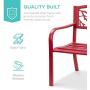 Best Choice Products Outdoor 50in Steel Park Bench Porch Chair Yard Furniture w/Pastoral Bird Design Backrest, Slatted Seat - Red