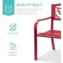 Best Choice Products Outdoor 50in Steel Park Bench Porch Chair Yard Furniture w/Pastoral Bird Design Backrest, Slatted Seat - Red Best Choice Products Outdoor 50in Steel Park Bench Porch Chair Yard Furniture w/Pastoral Bird Design Backrest, Slatted Seat - Red