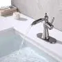 Mejor Solid Brass Single-Handle Waterfull Bathroom faucet,Lavatory faucet with 4 inches deck plate,CUPC water lines and Metal pop-up drain with overflow (Brushed Nickel) Mejor Solid Brass Single-Handle Waterfull Bathroom faucet,Lavatory faucet with 4 inches deck plate,CUPC water lines and Metal pop-up drain with overflow (Brushed Nickel)