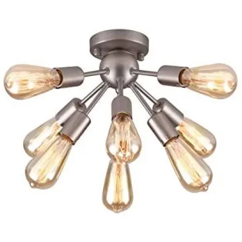 mirrea Mid-Century Semi-Flush Mount Sputnik Ceiling Light with 8 Lights for Foyer Entry Way Hallway Kitchen Dining Room Small Bedroom Living Room Brushed Nickel Metal Fixture mirrea Mid-Century Semi-Flush Mount Sputnik Ceiling Light with 8 Lights for Foyer Entry Way Hallway Kitchen Dining Room Small Bedroom Living Room Brushed Nickel Metal Fixture