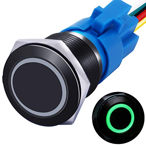 mxuteuk 19mm Momentary Push Button Switch 1 NO 1 NC SPDT ON/Off Black Metal Shell with 12v Green LED Ring with Wire Socket Plug Suitable for 3/4'' Mounting Hole M-19-O-B-G mxuteuk 19mm Momentary Push Button Switch 1 NO 1 NC SPDT ON/Off Black Metal Shell with 12v Green LED Ring with Wire Socket Plug Suitable for 3/4'' Mounting Hole M-19-O-B-G
