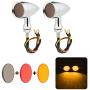 PBYMT Motorcycle Bullet Turn Signal Light Amber Lamp Compatible for Chopper Bobber Cruiser Honda Suzuki Kawasaki Yamaha Harley BMW and More (Chrome Housing)
