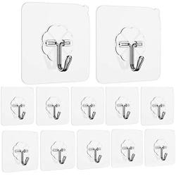 Limo Adhesive Hooks Utility Hooks 44 lb/ 20 kg(Max), Heavy Duty Coat Hooks Waterproof and Oilproof Seamless Hooks , Wall Hook for Bathroom Kitchen