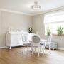 Kira Home Sienna 15'' 3-Light Semi Flush Mount Ceiling Light, White Fabric Shade + Glass Diffuser, Brushed Nickel Finish