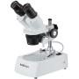 AmScope SE306R-PZ-LED Forward-Mounted Binocular Stereo Microscope, WF10x and WF20x Eyepieces, 20X/40X/80X Magnification, 2X and 4X Objectives, Upper and Lower LED Lighting, Reversible Black/White Stage Plate, Pillar Stand, 120V or Battery-Powered