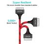 AGVEE Unbreakable Nylon Braided [3 Pack 10ft] 30 Pin Heavy Duty Fast Charger Cable, Slim Metal Shell End Case Friendly Charging Data Sync Cord for Phone 4/4S, Pad 1/2/3, Black and Red