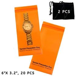 A-ONE Rust Prevention VCI Bags with Resealable Lock Seal Zipper for Jewelry, Metal Protection, Zipper Bags for Rust Proof, 3.2'' X 6'' (20 PCS) + Velvet Bag (Without Tarnish Prevention Function) 2 PCS