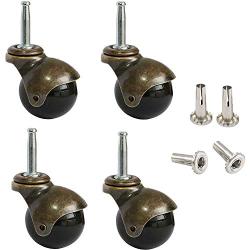 AAGUT 2'' Ball Casters Stem Caster Wheels Set of 4 with 5/16'' x 1-1/2'' (8 x 38mm) with Metal Sockets Replacement Vintage Antique Swivel Wheel for Sofa, Chair, Cabinet