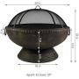 Sunnydaze Outdoor Fire Pit Bowl - 30 Inch Large Round Wood Burning Patio & Backyard Firepit for Outside with Spark Screen, Fireplace Poker, and Metal Grate