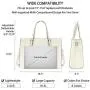 Laptop Bag for Women Waterproof Lightweight Leather 15.6 Inch Computer Tote Bag Business Office Briefcase Large Capacity Handbag Shoulder Bag Professional Office Work Bag Beige
