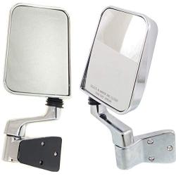 Manual Mirror compatible with Jeep Wrangler 87-02 Right and Left Side Manual Folding Metal Hsg W/Arm Chrome