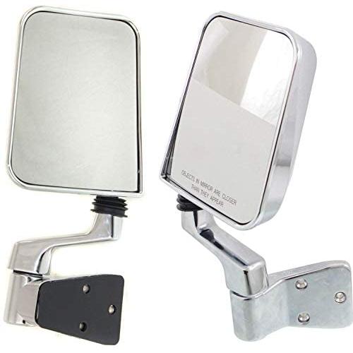 Manual Mirror compatible with Jeep Wrangler 87-02 Right and Left Side Manual Folding Metal Hsg W/Arm Chrome