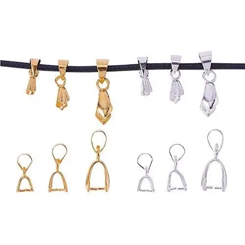PandaHall Elite 120 Pieces Pinch Clip Bail Clasp Dangle Charm Bead Pendant Connector Findings 6 Styles for Jewelry Making Platinum and Golden PandaHall Elite 120 Pieces Pinch Clip Bail Clasp Dangle Charm Bead Pendant Connector Findings 6 Styles for Jewelry Making Platinum and Golden