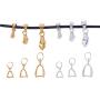 PandaHall Elite 120 Pieces Pinch Clip Bail Clasp Dangle Charm Bead Pendant Connector Findings 6 Styles for Jewelry Making Platinum and Golden