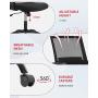 Office Chair Ergonomic Desk Task Chair Mesh Computer Chair Mid-Back Mesh Home Office Swivel Chair Modern Executive Chair with Wheels Armrests Lumbar Support (White)