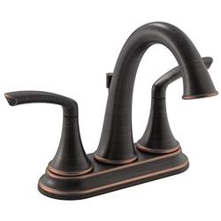 Symmons SLC-5512-SBZ-1.0 Elm 4 in. Centerset 2-Handle Bathroom Faucet with Drain Assembly in Seasoned Bronze (1.0 GPM)