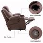 Mcombo Electric Power Lift Recliner Chair Sofa with Massage and Heat for Elderly, 3 Positions, 2 Side Pockets and Cup Holders, USB Ports, Faux Leather 7040 (Medium, Light Brown)