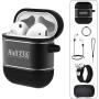 HALLEAST AirPods Case, 6 in 1 Air Pods Accessories Kits Protective Cover Skin Holder Silicone Metal for Apple Airpod 2 & 1, Not for Wireless Charging, Black