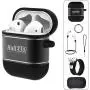 HALLEAST AirPods Case, 6 in 1 Air Pods Accessories Kits Protective Cover Skin Holder Silicone Metal for Apple Airpod 2 & 1, Not for Wireless Charging, Black