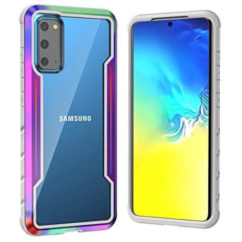 Samsung S20 Case Double Series Military Grade Drop Protection Hybrid Heavy Duty Extreme Protection Clear Sturdy Metal Bumper Case Support Wireless Charging for Samsung S20 6.2'' Rainbow