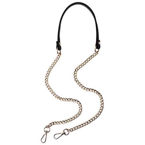 JEATHA 47'' Faux Leather Metal Chain Shoulder Strap with Buckles Replacement Bag Parts for Cross Body Bag DIY Hand Bag