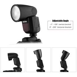 Godox V1C Camera Flash Speedlite Speedlight Round Head Compatible with Canon EOS Series 1500D 3000D 5D Mark LLL 5D Mark ll for Wedding Portrait Studio Photography + Godox AK-R1 Pocket Flash Light Acce