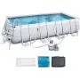 Bestway 18 x 9 x 4 Power Steel Frame Above Ground Rectangular Swimming Pool Set with 1000 GPH Sand Filter Pump, Pool Cover, and Ladder Bestway 18 x 9 x 4 Power Steel Frame Above Ground Rectangular Swimming Pool Set with 1000 GPH Sand Filter Pump, Pool Cover, and Ladder
