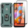 SWP for Samsung Galaxy A11 Case(US Version),Dual Layer Shock-Absorption Armor Cover,Full-Body Protective Case with Metal Ring Holder Kickstand for A11 (Dark Green)