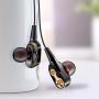 Moxil Double Unit Drive Original 3.5MM Metal in-Ear Wired Earphones HiFi Stereo Bass Earbuds Headphones with Microphone for Phone Computer Headset