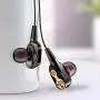 Moxil Double Unit Drive Original 3.5MM Metal in-Ear Wired Earphones HiFi Stereo Bass Earbuds Headphones with Microphone for Phone Computer Headset