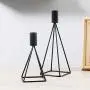 Sziqiqi Metal Taper Candle Holders Candlestick Holders Set of 2, Black Candlestick Holder for Taper Candles, Geometric Wire Modern Decorative Centerpiece Candle Candlestick Holders for Table, S - L