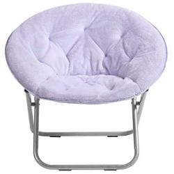 Urban Shop Super Soft Faux Fur Saucer Chair with Folding Metal Frame, Lavender