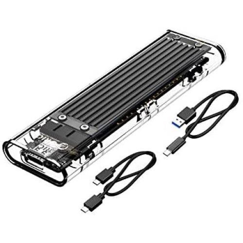 ORICO NVME M.2 to Type-C USB3.1 Gen2 10Gbps Transparent External Hard Drive Adapter Enclosure for 2280 2260 2242 2230 PCI-E M2 M-Key SSD, USB Type C Converter Case (TCM2-Black)