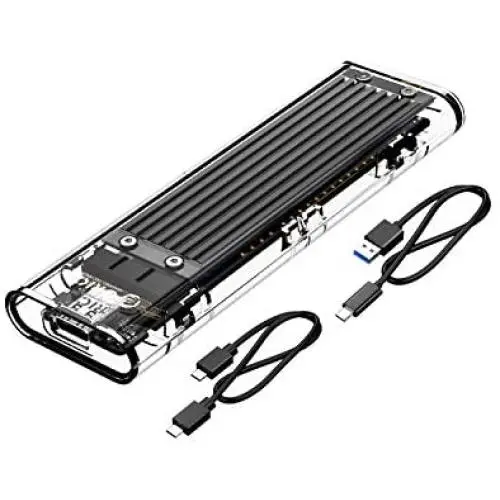 ORICO NVME M.2 to Type-C USB3.1 Gen2 10Gbps Transparent External Hard Drive Adapter Enclosure for 2280 2260 2242 2230 PCI-E M2 M-Key SSD, USB Type C Converter Case (TCM2-Black)