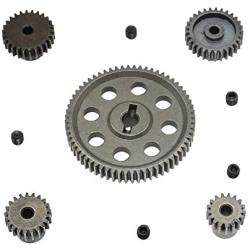 Differential Main Metal Spur Motor Gear 17T 21T 26T 27T 64T for HSP 1/10 RC Part Monster Truck Brontosaurus 94111 Upgrade Replace and a Tool(Titanium)