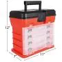Storage and Toolbox- Durable Organizer Utility Box with 4 Compartments for Hardware, Fish Tackle, Beads, and More by Stalwart (Red) (75-3182A)
