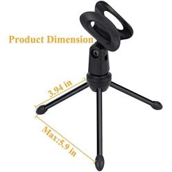 Desktop Microphone Stand, Upgraded Angle Adjustable Tripod Table Mic Stand for Recording Microphone or Other Microphone